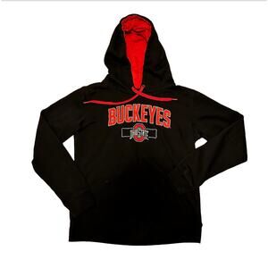 OHIO‎ STATE Buckeyes BLACK Embroidered Tackle Twill Hoodie Sz LARGE
